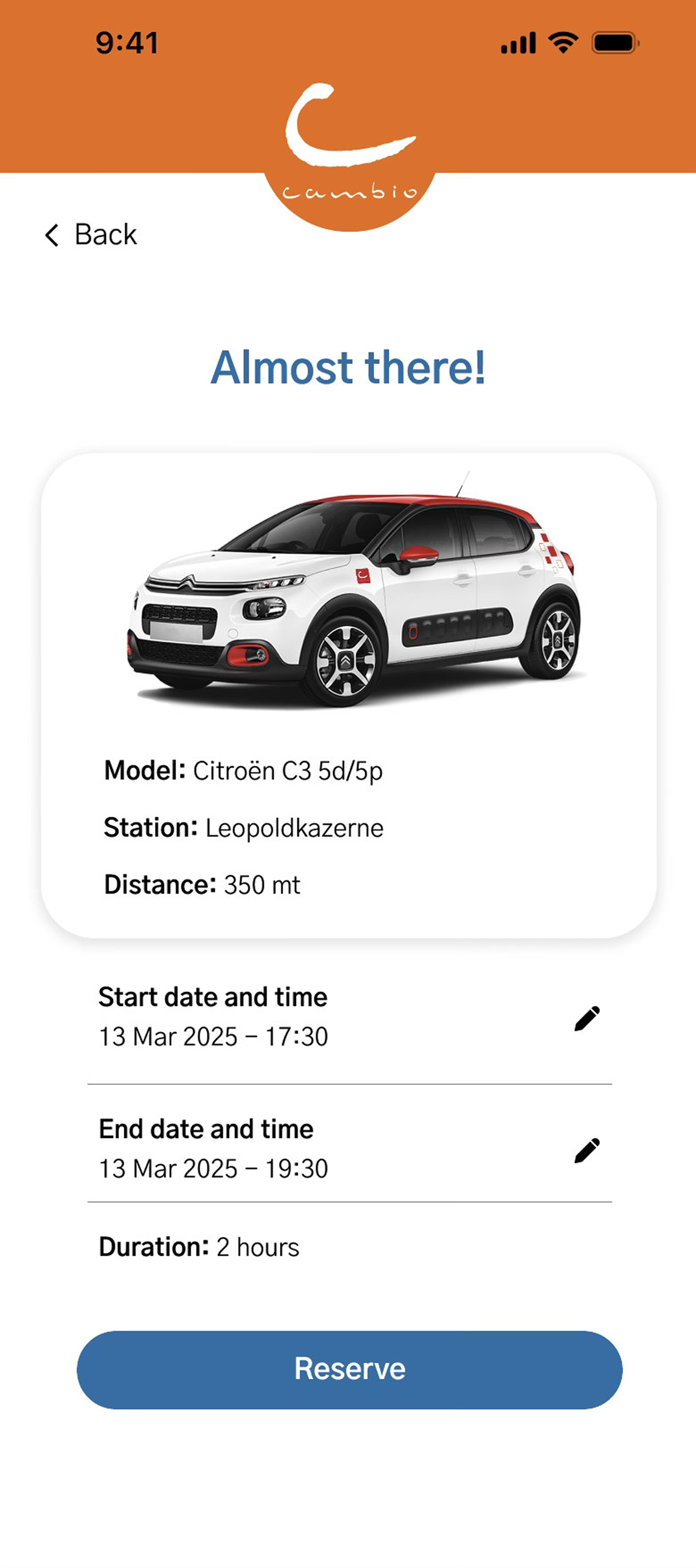 Proposed Reservation Details Design