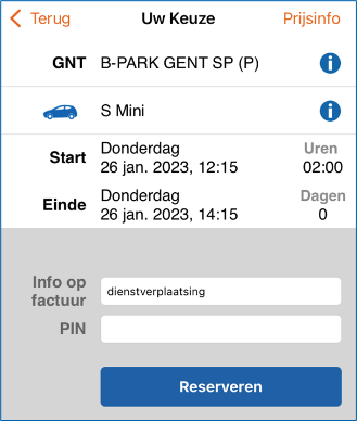 Current Reservation Details Design